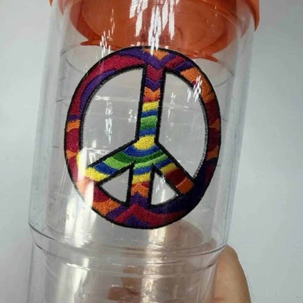 Tervis Tumbler 24oz Peace Sign Rainbow Patch Double Wall Clear Insulated Cup